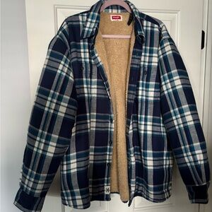 Wrangler Blue Plaid Men's Shirt Jacket